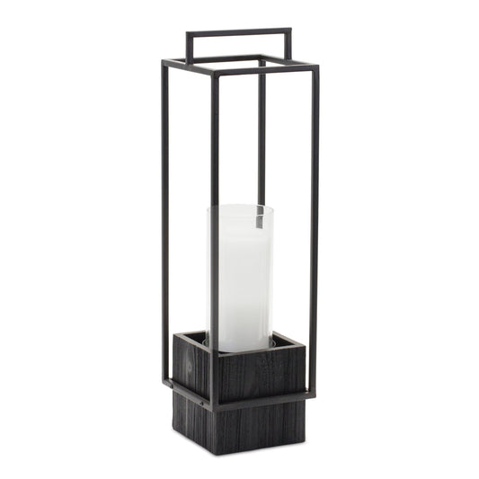 Wood 20"H Candle Holder with Metal Frame
