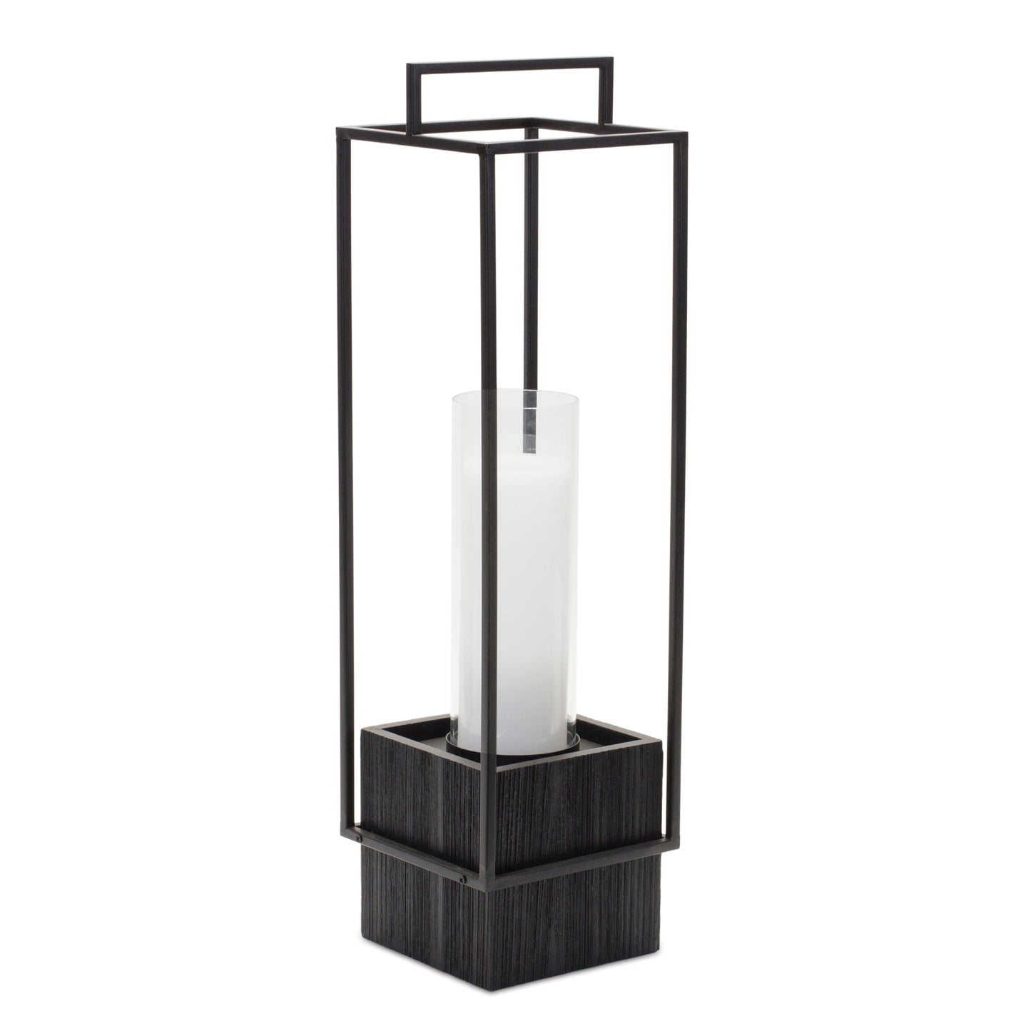 Wood 24"H Candle Holder with Metal Frame