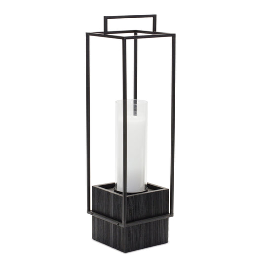 Wood 24"H Candle Holder with Metal Frame