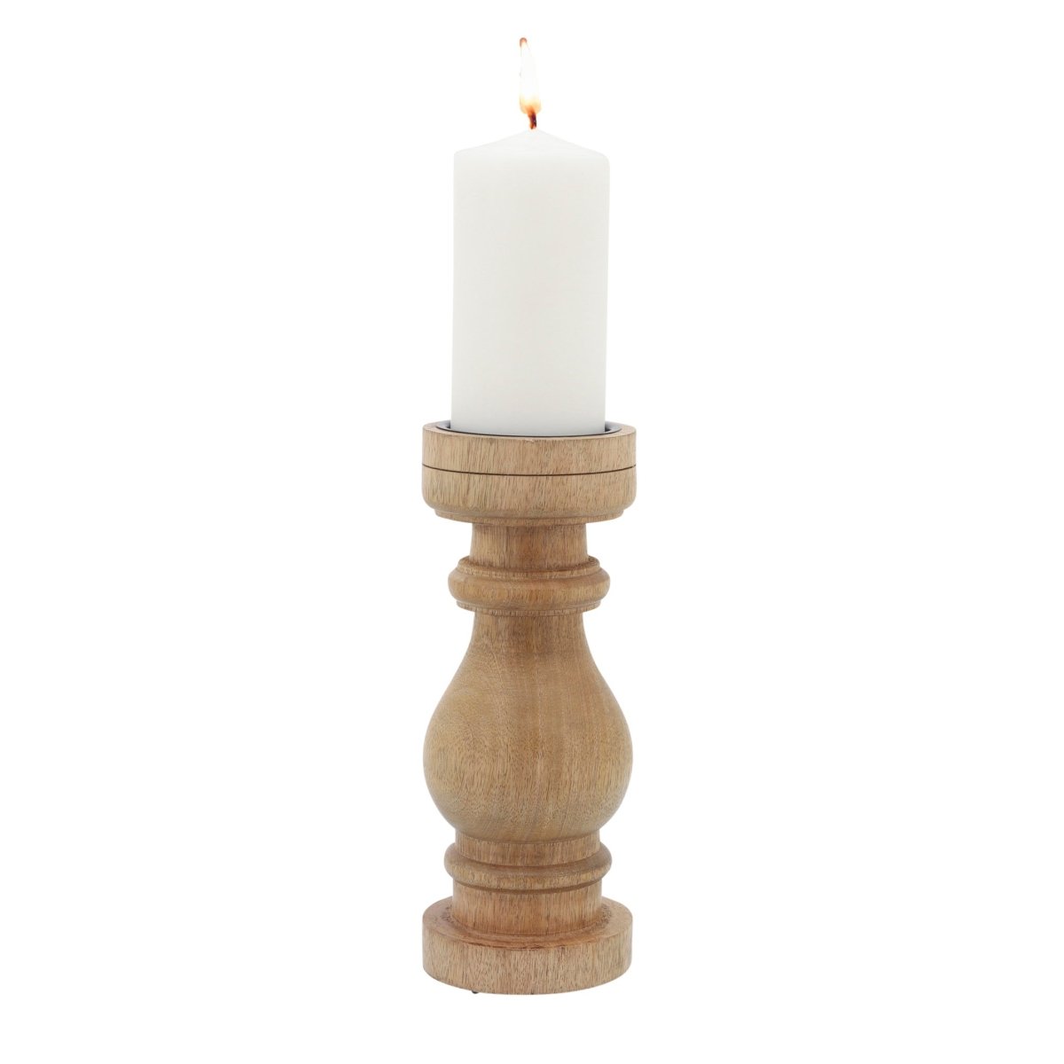 Wooden Pillar Candle Stand, Natural, 11"H